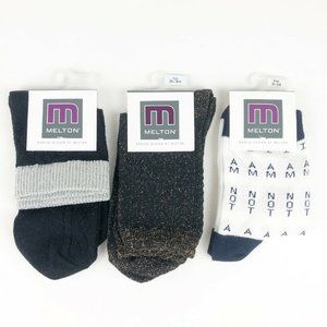 MELTON Lot of 3 Girl Socks 7-9 Y Black Unicorn KK